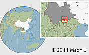 Savanna Style Location Map of Jinping, highlighted country, highlighted parent region, hill shading