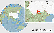 Savanna Style Location Map of Jinping, highlighted country, hill shading