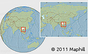 Savanna Style Location Map of Jinping, highlighted parent region, within the entire country, hill shading