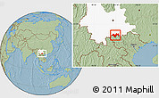 Savanna Style Location Map of Jinping, highlighted parent region, hill shading