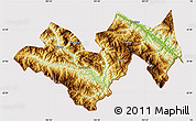 Physical Map of Jinping, cropped outside