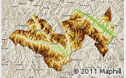 Physical Map of Jinping, shaded relief outside