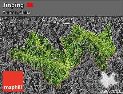 Satellite Map of Jinping, desaturated