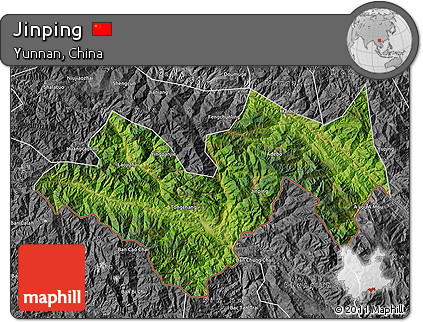 Satellite Map of Jinping, desaturated