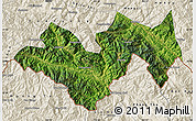Satellite Map of Jinping, shaded relief outside