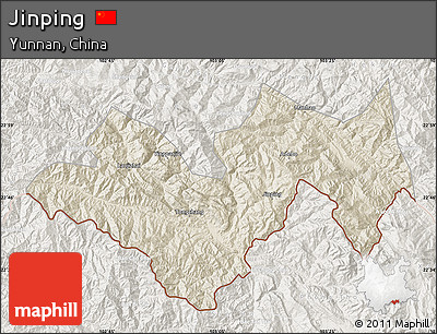 Shaded Relief Map of Jinping, lighten