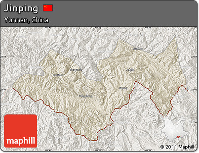 Shaded Relief Map of Jinping, lighten