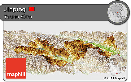 Physical Panoramic Map of Jinping, lighten