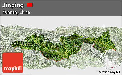 Satellite Panoramic Map of Jinping, lighten
