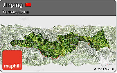 Satellite Panoramic Map of Jinping, lighten