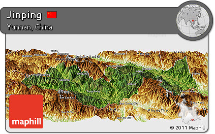 Satellite Panoramic Map of Jinping, physical outside