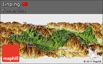 Satellite Panoramic Map of Jinping, physical outside