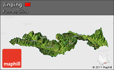 Satellite Panoramic Map of Jinping, single color outside