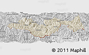 Shaded Relief Panoramic Map of Jinping, desaturated