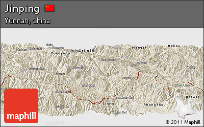 Shaded Relief Panoramic Map of Jinping