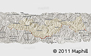 Shaded Relief Panoramic Map of Jinping, semi-desaturated