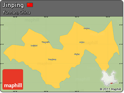 Savanna Style Simple Map of Jinping, single color outside