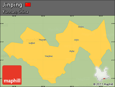 Savanna Style Simple Map of Jinping, single color outside