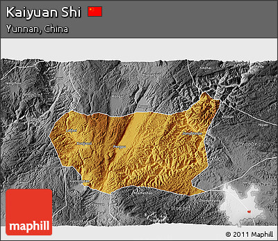 Physical 3D Map of Kaiyuan Shi, desaturated