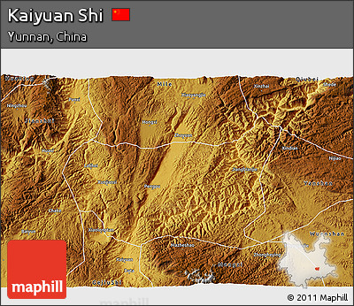 Physical 3D Map of Kaiyuan Shi