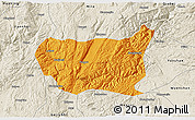 Political 3D Map of Kaiyuan Shi, shaded relief outside