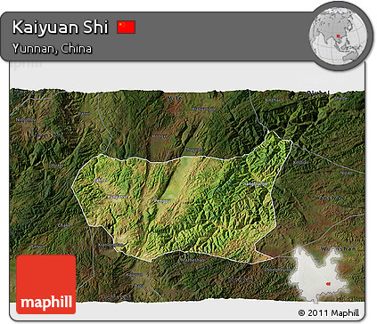 Satellite 3D Map of Kaiyuan Shi, darken