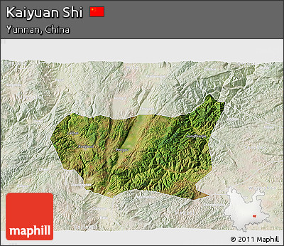 Satellite 3D Map of Kaiyuan Shi, lighten
