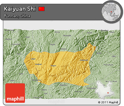 Savanna Style 3D Map of Kaiyuan Shi