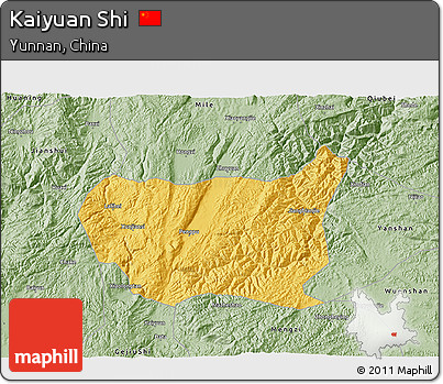 Savanna Style 3D Map of Kaiyuan Shi