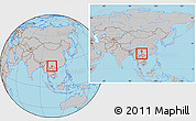 Gray Location Map of Kaiyuan Shi, within the entire country
