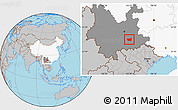Gray Location Map of Kaiyuan Shi, highlighted country, highlighted parent region