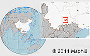 Gray Location Map of Kaiyuan Shi, highlighted country, hill shading