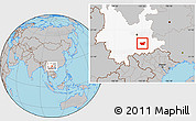 Gray Location Map of Kaiyuan Shi, highlighted parent region