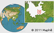 Satellite Location Map of Kaiyuan Shi, highlighted parent region