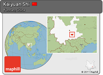 Savanna Style Location Map of Kaiyuan Shi, highlighted parent region