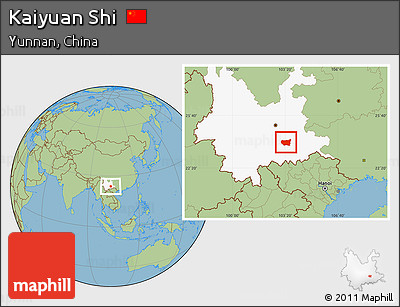 Savanna Style Location Map of Kaiyuan Shi, highlighted parent region