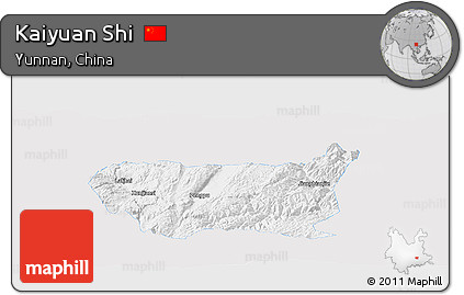 Silver Style Panoramic Map of Kaiyuan Shi, single color outside