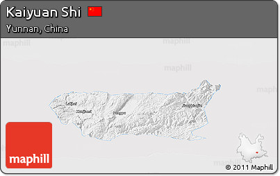 Silver Style Panoramic Map of Kaiyuan Shi, single color outside