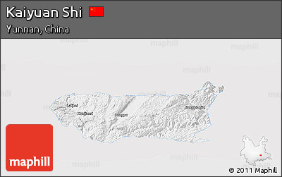 Silver Style Panoramic Map of Kaiyuan Shi, single color outside