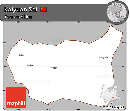 Gray Simple Map of Kaiyuan Shi, cropped outside