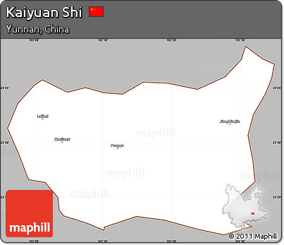 Gray Simple Map of Kaiyuan Shi, cropped outside