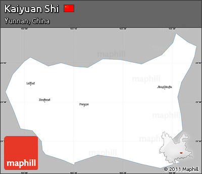 Gray Simple Map of Kaiyuan Shi, single color outside