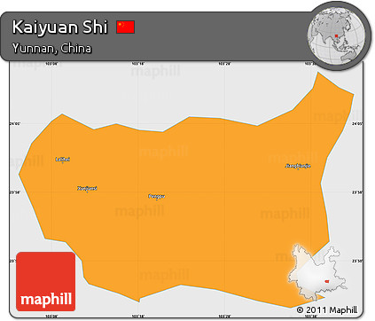 Political Simple Map of Kaiyuan Shi, single color outside