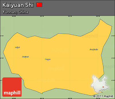 Savanna Style Simple Map of Kaiyuan Shi, cropped outside