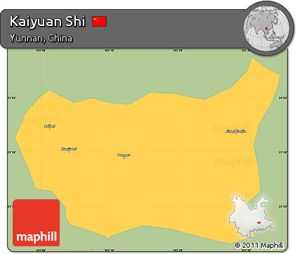 Savanna Style Simple Map of Kaiyuan Shi, single color outside