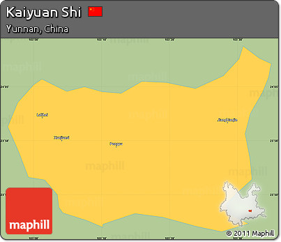 Savanna Style Simple Map of Kaiyuan Shi, single color outside