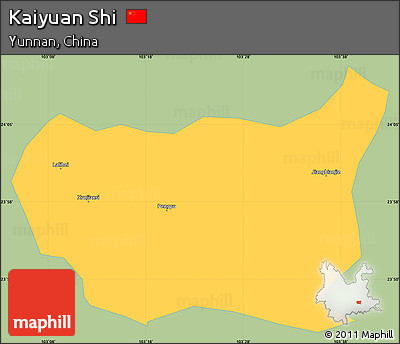 Savanna Style Simple Map of Kaiyuan Shi, single color outside