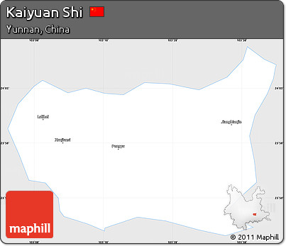 Silver Style Simple Map of Kaiyuan Shi, single color outside