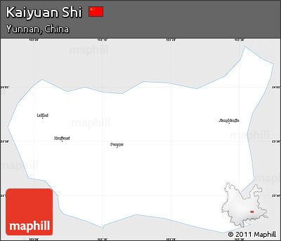 Silver Style Simple Map of Kaiyuan Shi, single color outside