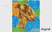 Physical 3D Map of Lancang, political outside